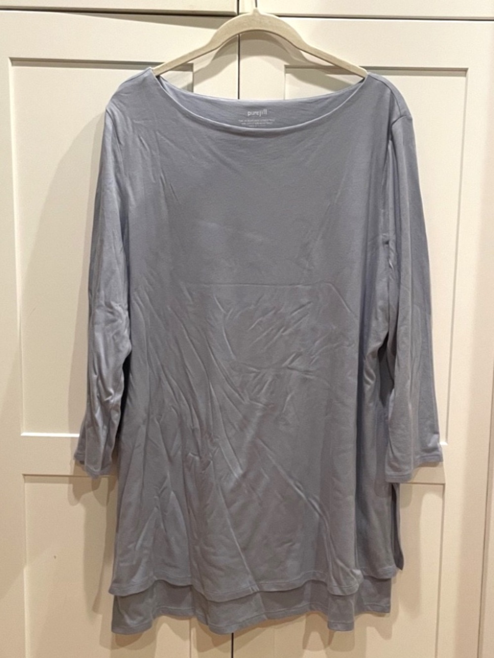 J.Jill purejill Boatneck Layered Periwinkle Blue Tunic Size Large Tall